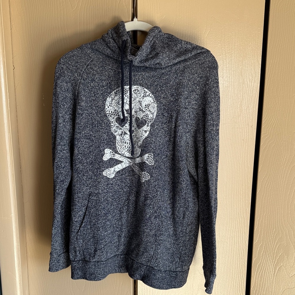 Navy Heather Skull Pullover Hoodie